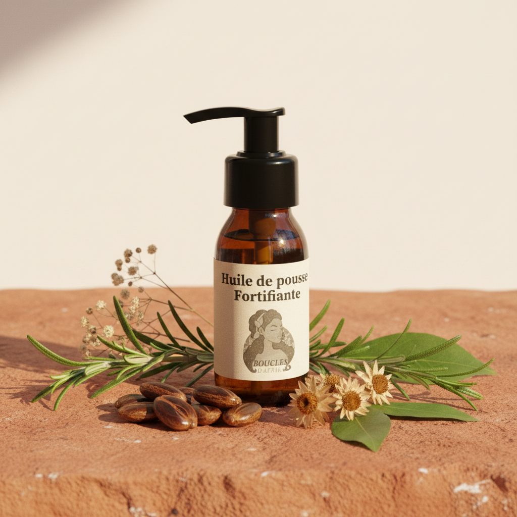 Huile capillaire fortifiante 60ml pompe mise en scène naturelle terracotta