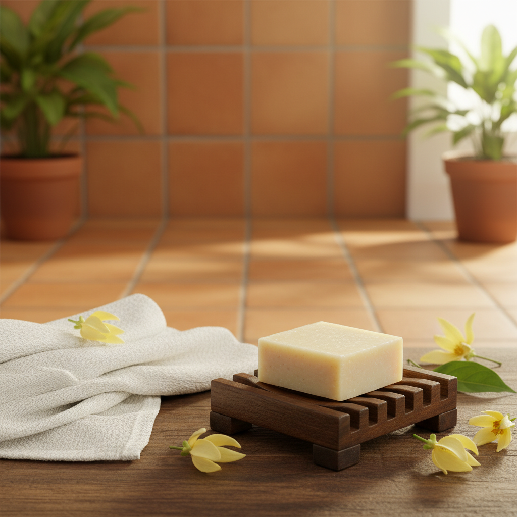 Lifestyle salle de bain — Shampoing solide ylang BouclesD'Afrik
